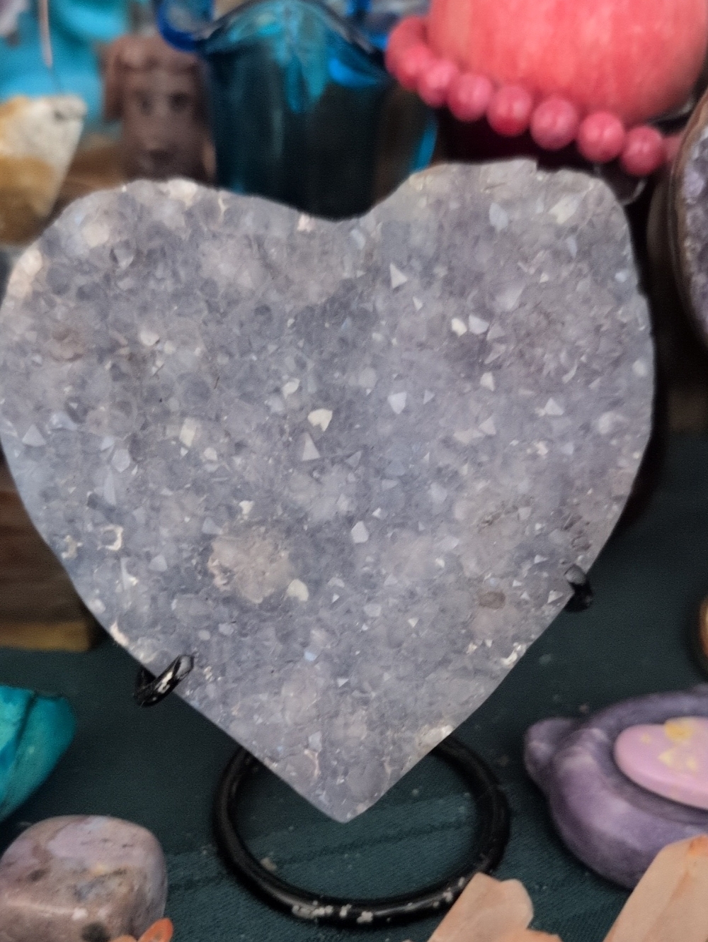 Blue amethyst with custom stand (some wear on stand) the rarest blue of all